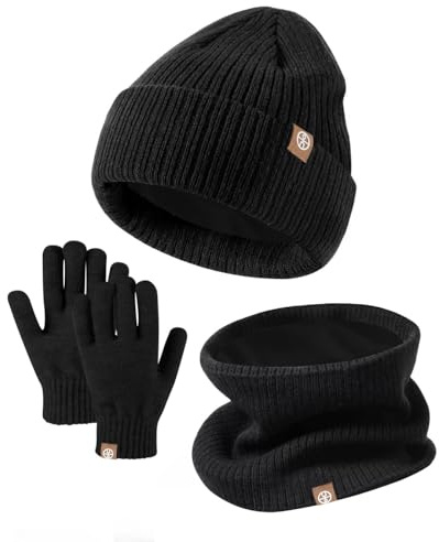 BSLVWG Kinder Winter Beanie Hut Schal Handschuh Set, Kinder Winter Warm Strick Set Thermische Kappe mit Nackenwärmer Handschuhe Weiche Hut Schal Mitten für Kleinkind 2-8 Jahre alt