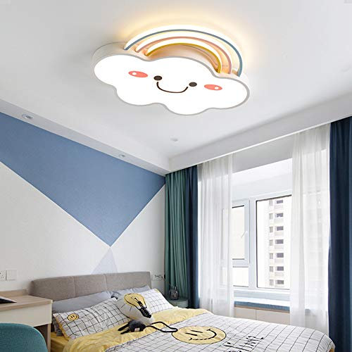 máquina acrílico Arco Iris Nube luz empotrada Dibujos Animados Azul Gran lámpara de Montaje en Techo led Personalidad Creativa Moderna diseño de Cara Sonriente luz de Techo para Dormitorio de niños