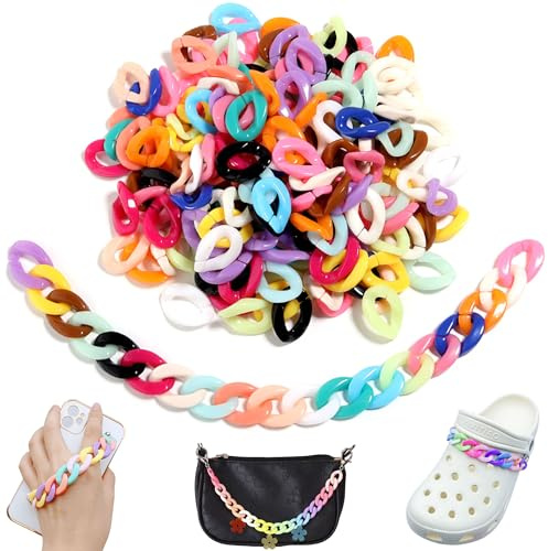 Niuhong 120 Pcs Acryl Verbindungsringe Bunt Basteln Schnellverbinder Rings Kunststoff Verknüpfung Ringe Handtasche Ketten Armbänder Halskette Schmuck DIY Handwerk Herstellung (Mehrfarbig)