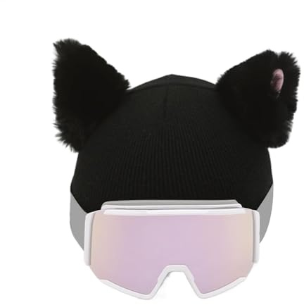 Copri casco da sci con orecchie di gatto - Copertura di protezione per copricapo da sci, accessorio divertente per casco animale per bambini e adulti | Materiale in pile morbido, facile da attaccare