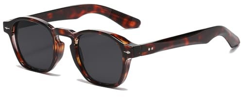 Long Keeper Kleine Quadratische Sonnenbrille für Damen Herren Retro Sonnenbrille Vintage Trendige Rechteckige Dicke Rahmen Reise Sonnenbrillen UV400 Schutz (Leopard Schwarz)