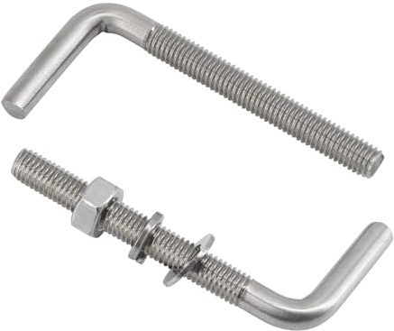Conjuntos de pernos roscados en forma de L de acero inoxidable 304 (50 piezas) M4x50mm, pernos de anclaje cuadrados para fundaciones, tornillos para colgar
