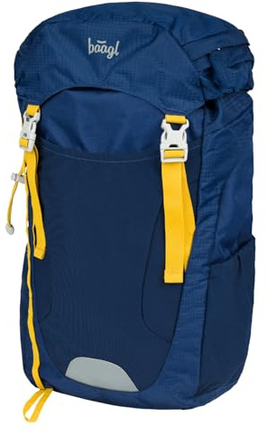 Baagl Rucksack Kinder Wanderrucksack Outdoor Tracker Jungen Mädchen - Azul | Der Kinderrucksack für Schule & Ausflüge mit Brust- & Hüftgurt und 14 l bietet ausreichend Platz für eine Trinkflasche.