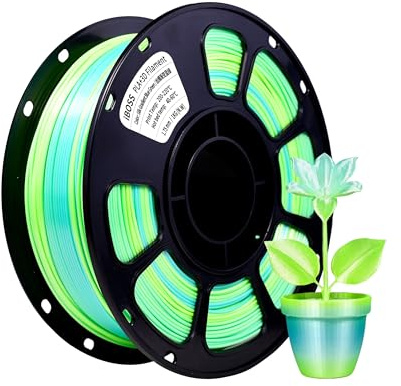 iBOSS PLA+ Filamento effetto seta blu-verde, filamento luminoso, materiale di stampa 3D, precisione dimensionale 1,75 mm + 0,02 mm, bobina da 1 kg, 2,2 libbre, compatibile con la maggior parte delle