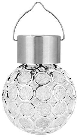 XIASABA Lampe LED solaire boule de jardin à suspendre pour paysage extérieur, éclairage de passerelle coloré en acier inoxydable et PVC avec une puissance de 5 W et une lumière (Blanc pur)