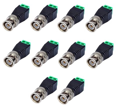 A2ZWORLD 10 Pezzi Adattatore da BNC Maschio a Morsetto A Vite, Connettore Compatibile Per Telecamere DVR Videosorveglianza CCTV