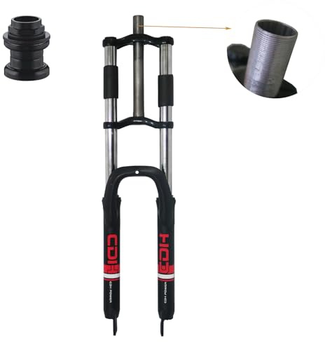 CDHPOWER 26 Suspension Fork 1 Threaded 25.4mm Straight Tube Double Shoulder Triple Tree, Disc Brake, Black,