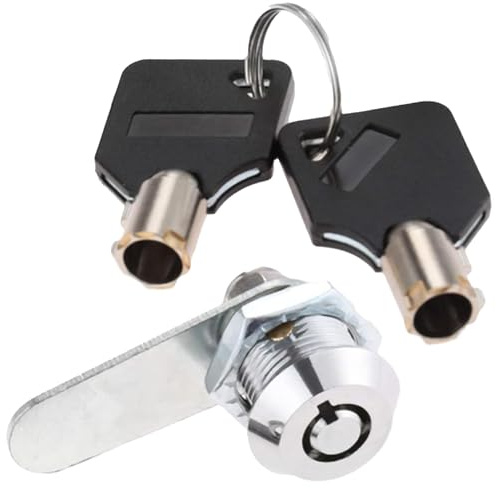 ANBOO Small Cam Lock 16mm Zinc Alloy Chrome Plated Cabinet Lock with 2 Loft Hatch Keys, 16 * 18mm Mounting Hole, for Loft Hatch, Mailbox, Post Box, Drawer, French Door Cupboard Locker