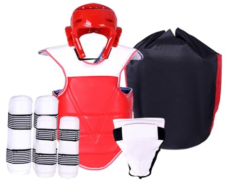 predolo 5 Pezzi di Equipaggiamento Protettivo per Taekwondo, Protezione per Il Corpo da Boxe, Equipaggiamento da Sparring per Karate Imbottito E Regolabile PE, XXL