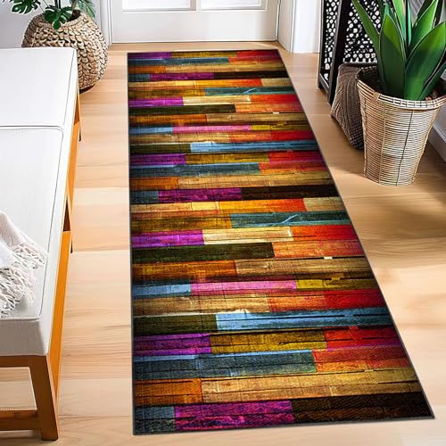 Teppich Läufer Flur Lang 100 x 280 cm rutschfest Küchenläufer Waschbar Teppichläufer Flur Küchenteppich Flurläufer Eingangsteppich Schmutzfangmatte Kurzflor Bettumrandung Teppich Flur für Wohnzimmer