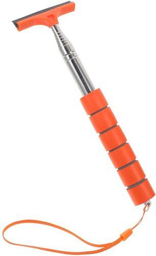 Limpiaparabrisas de Espejo Retrovisor Extensible 21-96cm para Coche | Acero Inoxidable, Esponja y Goma, Seguro para Cristal, Elimina Manchas de Agua, Color Naranja