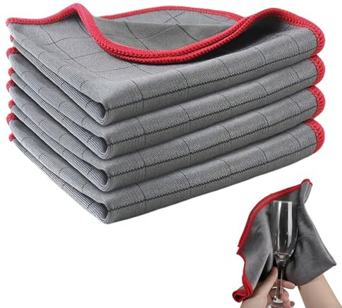 THETAG 4X Fenstertuch, Fensterputztücher Carbon Tücher Reinigungstuch Glas Putztücher für Kristallklare & Streifenfreie Scheiben Mikrofaser Putztücher Poliertuch Lappen 30x30 cm Glastücher