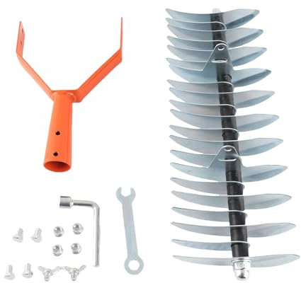 Fuchooky Rastrello arieggiatore per Prato Spesso, in Acciaio Inox, con Manico Regolabile a 3 sezioni, Testa Larga con Impugnatura a Cuscino, per la Cura del Prato e la Cura del Terreno.