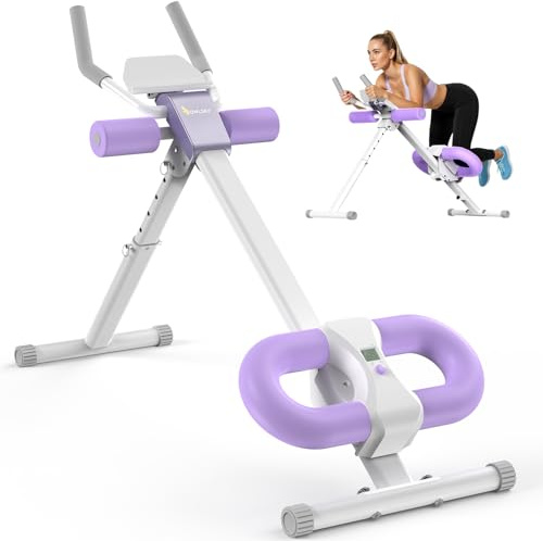 MR. CAPTAIN Ab Machine, Adjustable Ab Trainer Machine for Abs Workout at Home Gym, Foldable, LCD Monitor, Device Holder, 400 LBS, Abdominal Trainer for Stomach Workout Purple