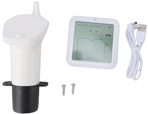 Denash Misuratore di Livello Dell'acqua Ad Ultrasuoni, Indicatore Digitale Wireless del Livello del Serbatoio con Allarme Massimo e Basso IP65 Impermeabile, per Stoccaggio Dell'acqua