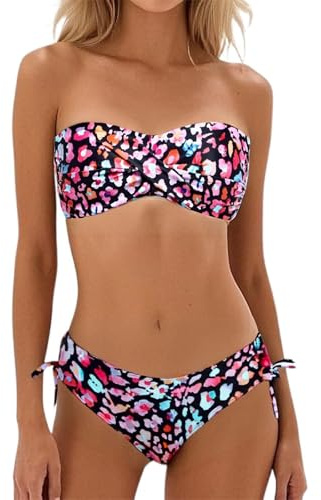 Maillot De Bain Femme 2 Pieces Bandeau - Bikini Femme 2 Pieces Sexy Ensembles Maillots Deux Pièces Femme Push Up Rembourré Swimsuit Sèche Rapide sans Armatures Piscine Plage