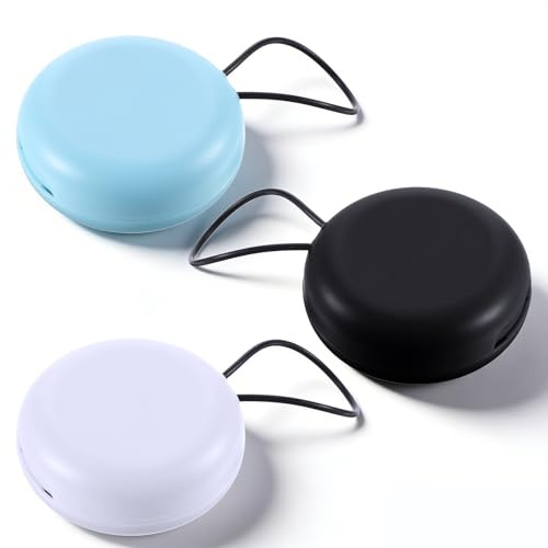 3 Pcs Earplug Case, Portable Ear Plug Case, Mini Round ABS Plastic Ear Plug Holder with Lanyard for Earbuds, Pills, Trinkets, Travel, Business Trip