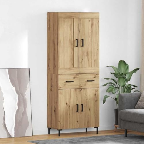 mzdioop Highboard med lådor och 4 dörrar artisan-ek träbaserade sideboard för matsal och vardagsrum med förvaringsutrymme, modern köksbuffé och vardagsrumsmöbler