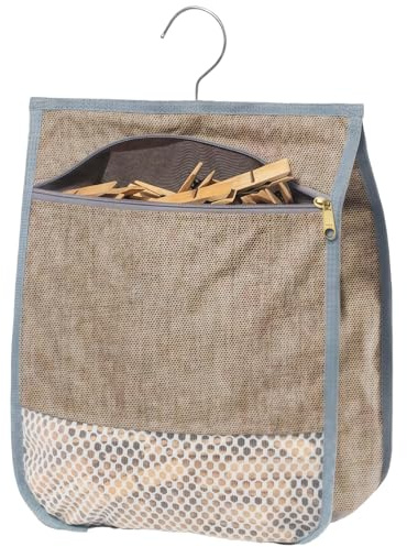 Joalpysm Peg Bag for Washing Line, Hanging Peg Bag with Zipper, Reusable Large Hanging Storage Bag for Laundry Accessories, Reusable Peg Holder for Indoor & Outdoor Use