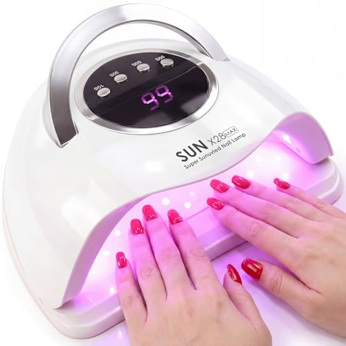 Lampe UV Ongles Gel 380W 90 LEDs Lampe LED Ongle, 4 Temporisations (10/30/60/99s), Affichage Numérique, Détection Automatique, Machine a Ongle Portable pour Vernis Gel et Semi-Permanent