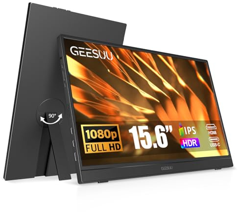 GEESUU 15,6 IPS FHD 1080P bärbar bildskärm med stativ