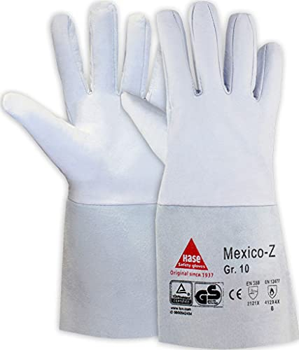strongAnt MEXICO-Z Schweißerhandschuhe aus Ziegennappaleder, TÜV GS, Flügeldaumen und Rindspaltleder-Stulpe - Größe:9