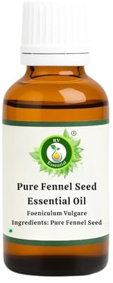 R V Essential Pura semillas de hinojo 30ml de aceite esencial (1.01 oz)- Foeniculum vulgare (100% puro y natural de Grado Terapéutico) Pure Fennel Seed Essential Oil
