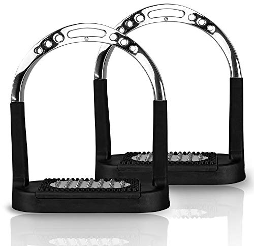 Sprenger Steigbügel gedreht Flexcite Grip, zur Entlastung des Fußgelenks I Bügel mit breiter Anti-Rutsch Trittfläche 120 mm, gelenkschonend, Edelstahl