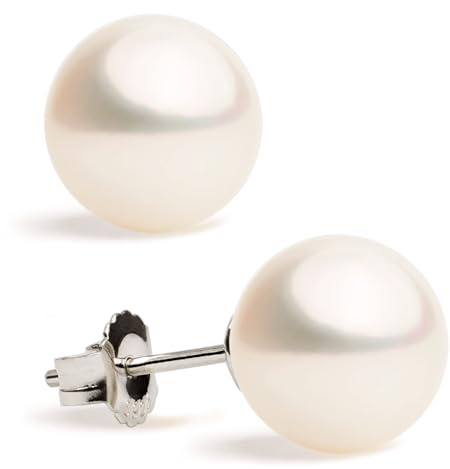 Damen-Perlenohrringe mit runder Süßwasser-Zuchtperle von SECRET & YOU | Erhältlich in 6 Größen von 6-6,5 mm bis 11-11,5 mm | In 750er Gold 18 Karat oder in rhodiniertem 925er Sterlingsilber