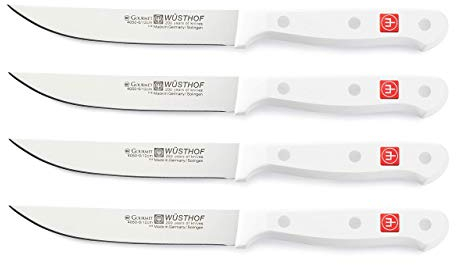 Wusthof Gourmet - Set di 4 coltelli da bistecca con manici bianchi
