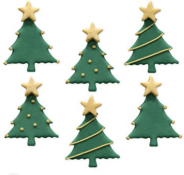 Anniversary House Christmas Tree Edible Cake Decorations, Handcrafted Cake Toppers, Edible Fondant Icing Sugar Cupcake Toppers, SFX290