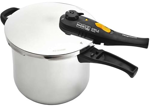 Magefesa Style - Olla Express Rápida 7.5L, Acero Inoxidable 18/10, Cocina Sana, Fondo Termo-Difusor, Asas Laterales Termo-Resistentes, Inducción