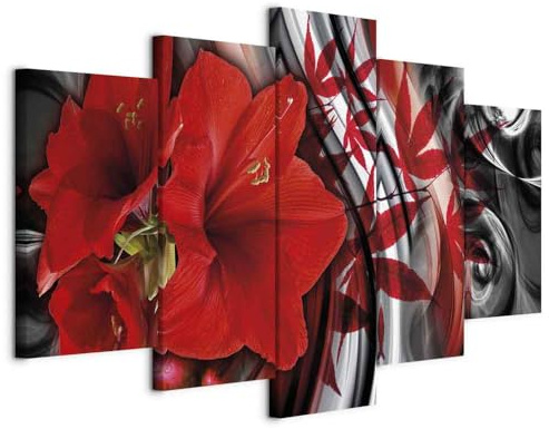 murando - Quadri Moderni per Soggiorno, Fiori, 200x100 cm | Chiodi Inclusi, 5 Pezzi, Quadro Moderno, Murale Arte, Stampe da Parete, Resistenti Allo Sbiadimento, Produzione Europea