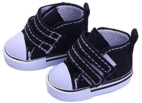 Aeromdale Puppenschuhe aus Segeltuch, einfarbig, 5 cm, Schuhe mit Klebeband für 36,7 cm große Puppe, 1/6 Puppe, Mädchen, Spielzeug, Geschenk, Schwarz, 1 Paar