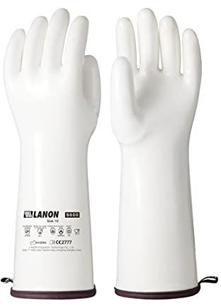 LANON 38 cm Gants Silicone Anti-Chaleur Doublure CoralAir, Blancs, XL