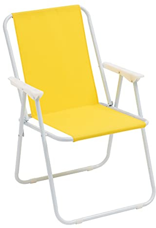 Baroni Home Sedia Pieghevole da Mare, Sedia Spiaggia o Campeggio in Tela, Sedia da Esterno con Braccioli Colorata 52x44x76 cm Giallo