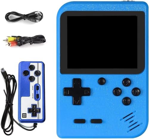 Hbaid Handheld Game Console, Retro Mini Game Player with 500 Classical Games 3.0-Inch Color Screen Support for Connecting TV Two players 1020mAh Rechargeable Battery for Kids and Adult(Blue)