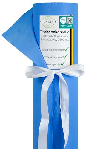 Sensalux Tischdeckenrolle, stoffähnliches Vlies, Standard 100 by Oeko-TEX - Klasse I Zertifiziert, 1,18m x 25m, Hellblau