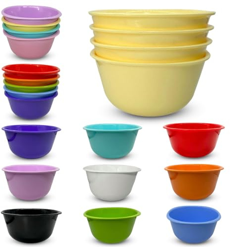ECO Reusable Unbreakable Colourful Plastic Bowls Set of 4 Shatterproof 100% Food Safe Perfect for Camping, Indoor, Outdoor, and Picnic (Yellow, Size 400ml)