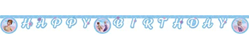 Procos 93844 - Banner Happy Birthday, Frozen 2 Wind Spirit, FSC® Mix, Hängedekoration, Girlande, Geburtstag, Mottoparty