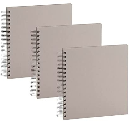 Rössler Papier 1329452496-3 - S.O.H.O Wire-O Fotoalbum, 3 Stück, 230 x 230 mm, 60 offwhite Seiten, Taupe, Spiralbuch zum Selbstgestalten