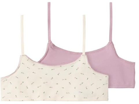 NAME IT Mädchen Nkfshort Strap Top 2p Floral Noos BH, Buttercream, 122-128 EU
