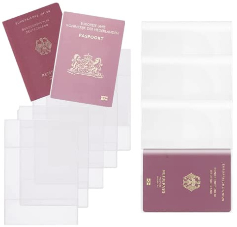 JLEivvi 12 Stück PVC transparente Reisepass-Schutzhüllen für UK/EU Reisepasshülle, transparent, Standardgröße, Reisepass, Ausweishülle für Männer und Frauen, durchsichtig, NO, Nein
