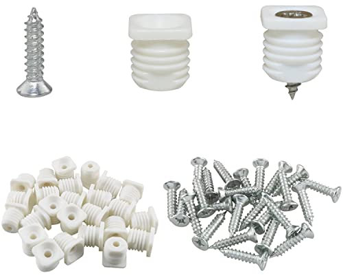 JianLing 25 Set Plastic Hinge Dowel Inserts with Screws (25pcs Dowel + 25pcs M3.5x16m Self-Tapping Screws)