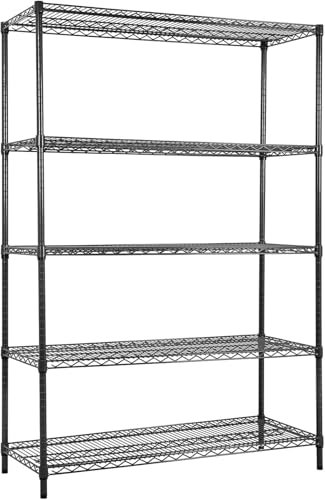 Land Guard Regal mit 5 Ebenen, schwarz, 121,9 cm L x 50,8 cm B x 182,9 cm H, schweres Stahlmaterial, Speisekammerregale – jede Einheit trägt 159 kg Drahtregal, geeignet für Lager, Schränke, Küchen usw