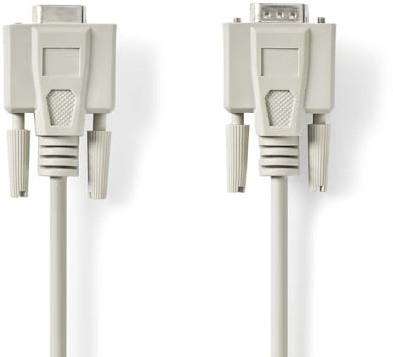 Cable Serie | D-Sub 9 Pines Macho | D-Sub 9 Pines Hembra | Niquelado | 5.00 m | Redondo | PVC | Marfil | Label