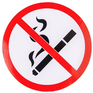 Aufkleber für Rauchen verboten, 6 Stück, Ø 5 cm Durchmesser, selbstklebende Folie, außenklebend, No Smoking Sticker, Verbotsschild Zigaretten, Verbotszeichen Raucher nicht erlaubt, Zigarettenverbot