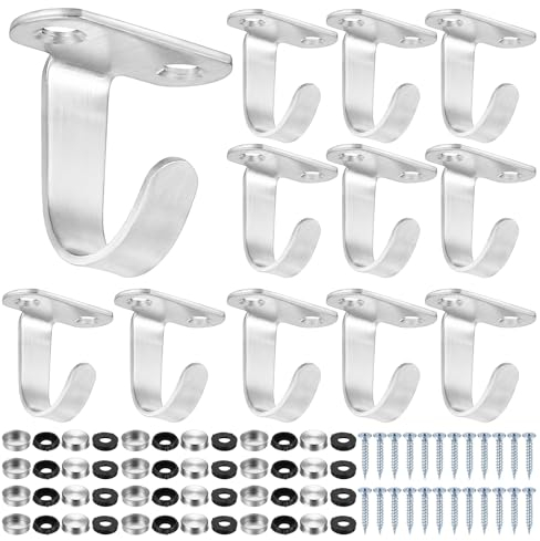 12 Piezas de Ganchos de Techo, Ganchos Colgantes de Acero Inoxidable, Soporte de Toallas, Gancho para Llaves, Gancho de Ropa de Montaje en Pared para Cocina, Baño, Armario, Garaje