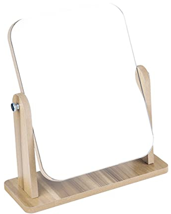 Angoily Kosmetikspiegel Klappbar Mit Holzrahmen Und Glas Drehbarer Schminkspiegel Für Schreibtisch Klarer Spiegel Für Mädchen Und Frauen
