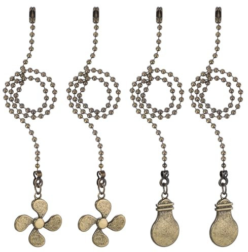 PATIKIL Set di Catenelle Ventilatore Soffitto da 13 Pollici,4 Pezzi Catene Sfera con Ornamento Estensore Lampadina Decorativa Cavo Ventilatore Lampade Soffitto, Color Bronzo
